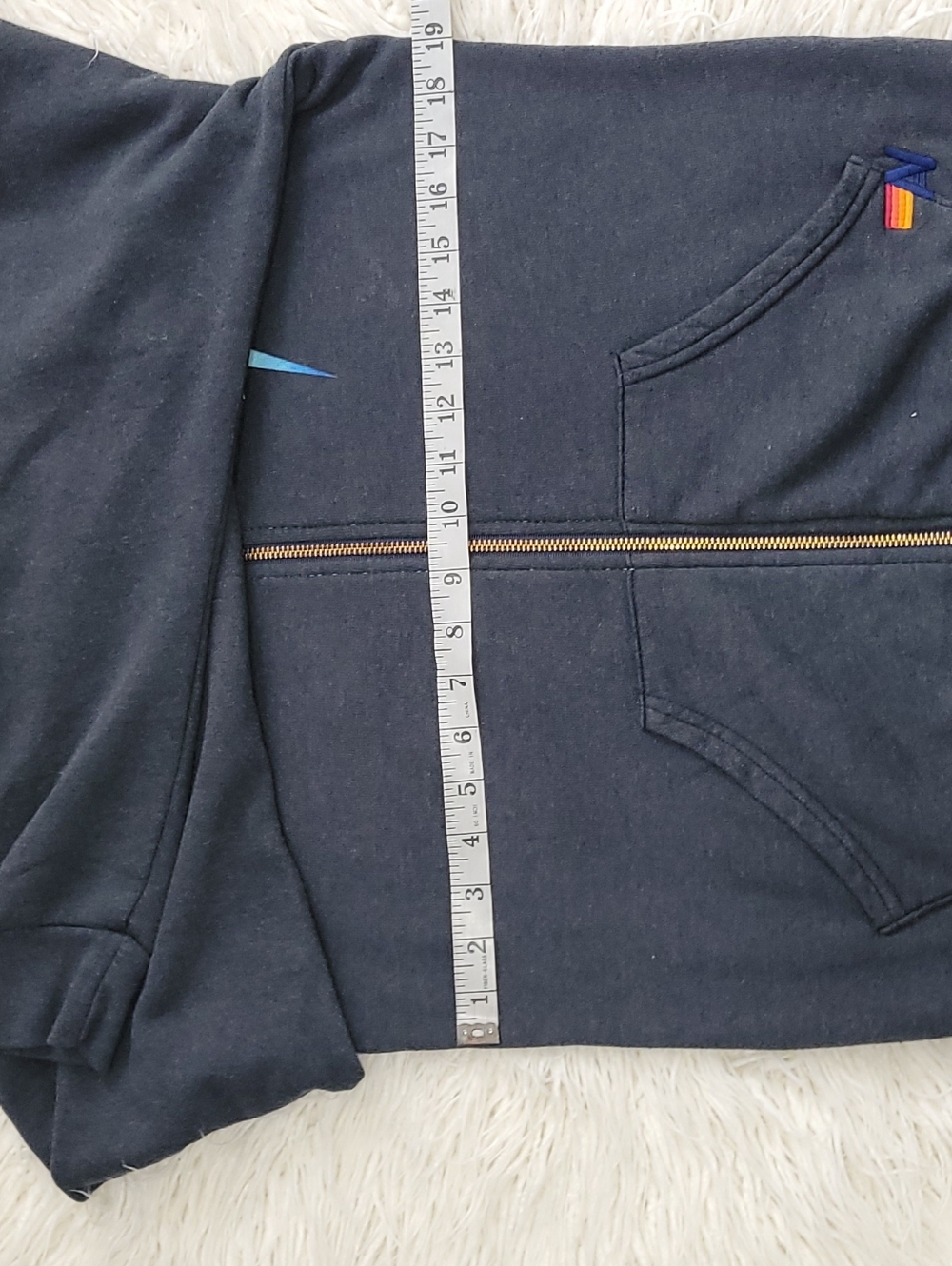 Aviator Nation Navy Zip Hoodie with Rainbow Lightning Bolt - Picture 6 of 8